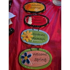 Tumbleweed Pottery Plaques 4 Season Fall,Summer,Winter,Spring Cramic Photo Frame